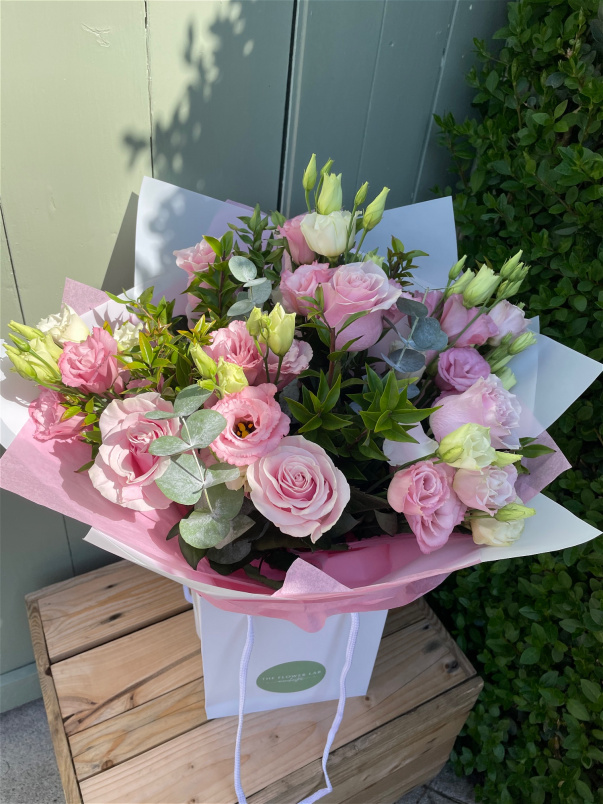 Roses and lisianthus bouquet by The Flower Lab Manchester