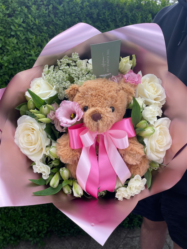 Pink bear bouquet